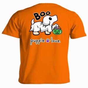 Puppie Love Dog Halloween Ghost Boo Pup Short Sleeve T-Shirt - NEW Fast Ship